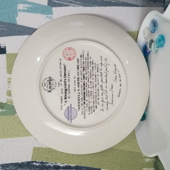 P2a- Knowles Norman Rockwell "A Young Girl's Dream" 1985 LE Collector's Plate - Picture 5 of 9